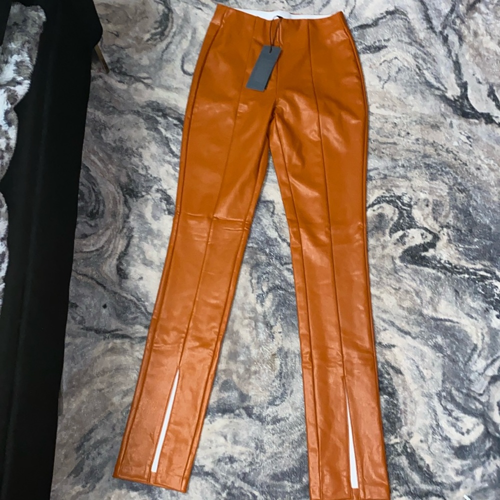 NWT ONLY Rust Coloured Faux Leather Leggings